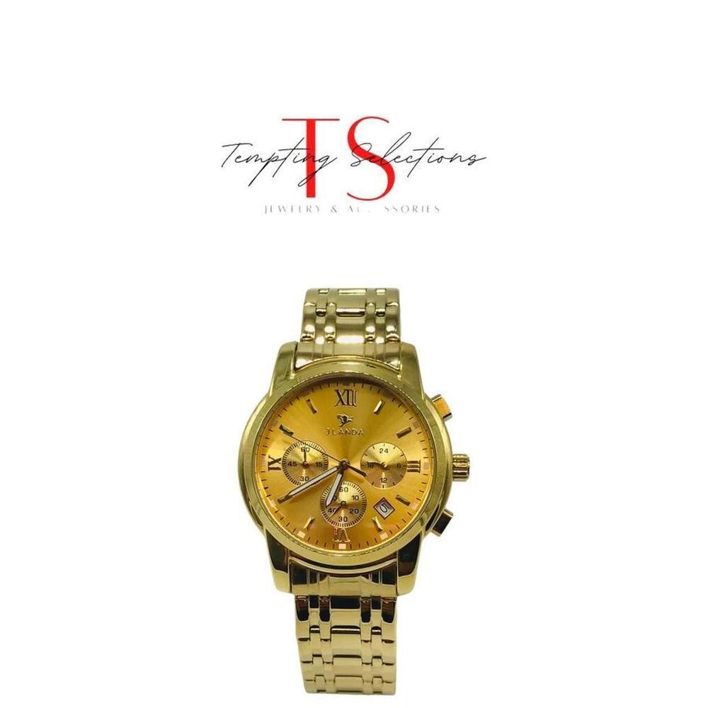 Stainless Steel Gold Chronograph Watch